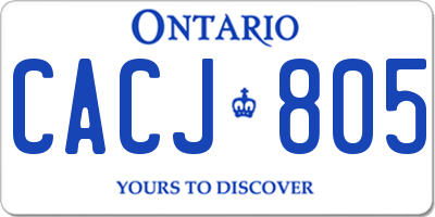 ON license plate CACJ805