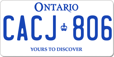 ON license plate CACJ806