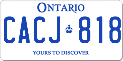 ON license plate CACJ818