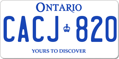 ON license plate CACJ820