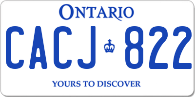 ON license plate CACJ822