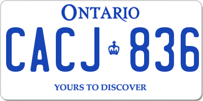 ON license plate CACJ836