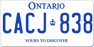 ON license plate CACJ838