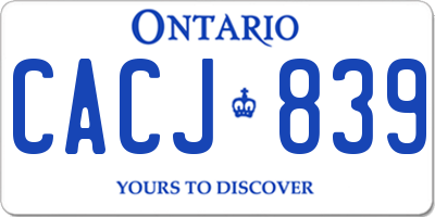 ON license plate CACJ839