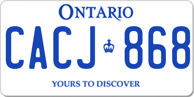 ON license plate CACJ868