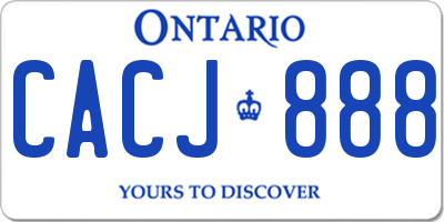 ON license plate CACJ888