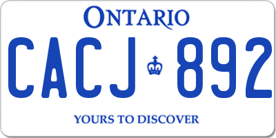 ON license plate CACJ892