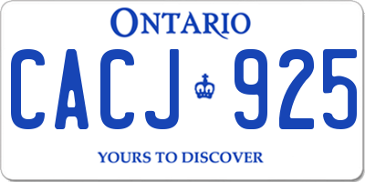 ON license plate CACJ925