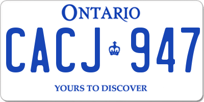 ON license plate CACJ947