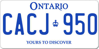 ON license plate CACJ950