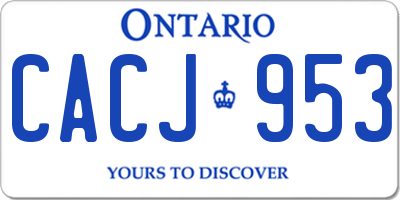 ON license plate CACJ953