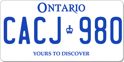 ON license plate CACJ980