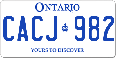 ON license plate CACJ982