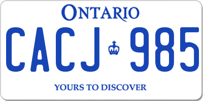 ON license plate CACJ985