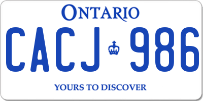 ON license plate CACJ986