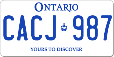 ON license plate CACJ987