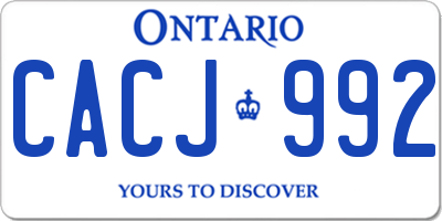 ON license plate CACJ992