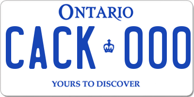 ON license plate CACK000