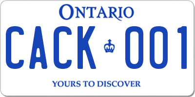 ON license plate CACK001