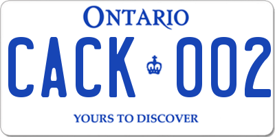 ON license plate CACK002