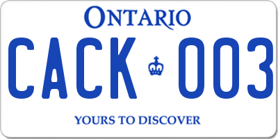 ON license plate CACK003