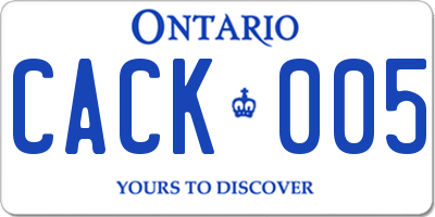 ON license plate CACK005