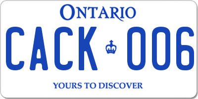 ON license plate CACK006