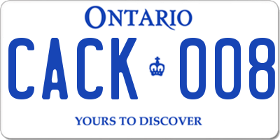 ON license plate CACK008