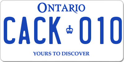 ON license plate CACK010