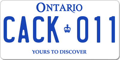 ON license plate CACK011