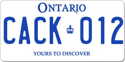 ON license plate CACK012