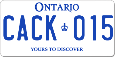 ON license plate CACK015