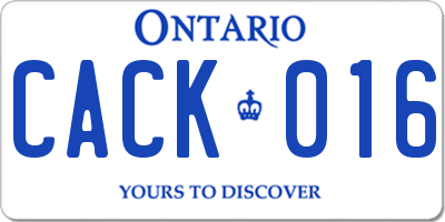 ON license plate CACK016