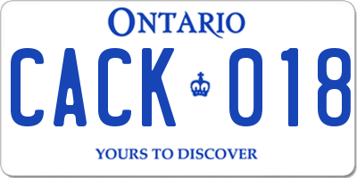 ON license plate CACK018