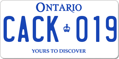 ON license plate CACK019