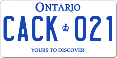 ON license plate CACK021