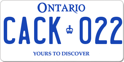 ON license plate CACK022