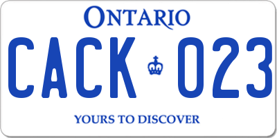 ON license plate CACK023