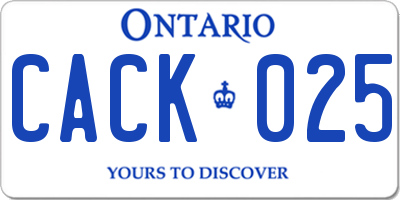 ON license plate CACK025