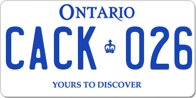 ON license plate CACK026