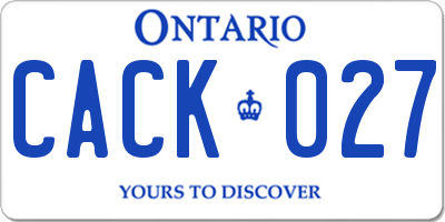 ON license plate CACK027