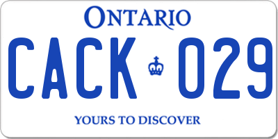 ON license plate CACK029