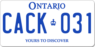 ON license plate CACK031