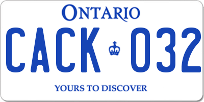 ON license plate CACK032