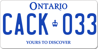 ON license plate CACK033