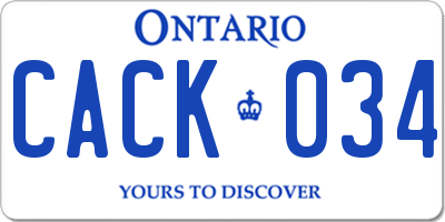 ON license plate CACK034