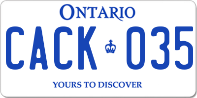 ON license plate CACK035