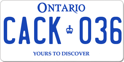 ON license plate CACK036