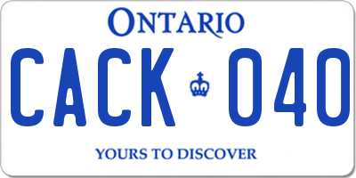 ON license plate CACK040