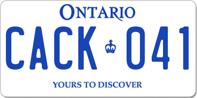 ON license plate CACK041